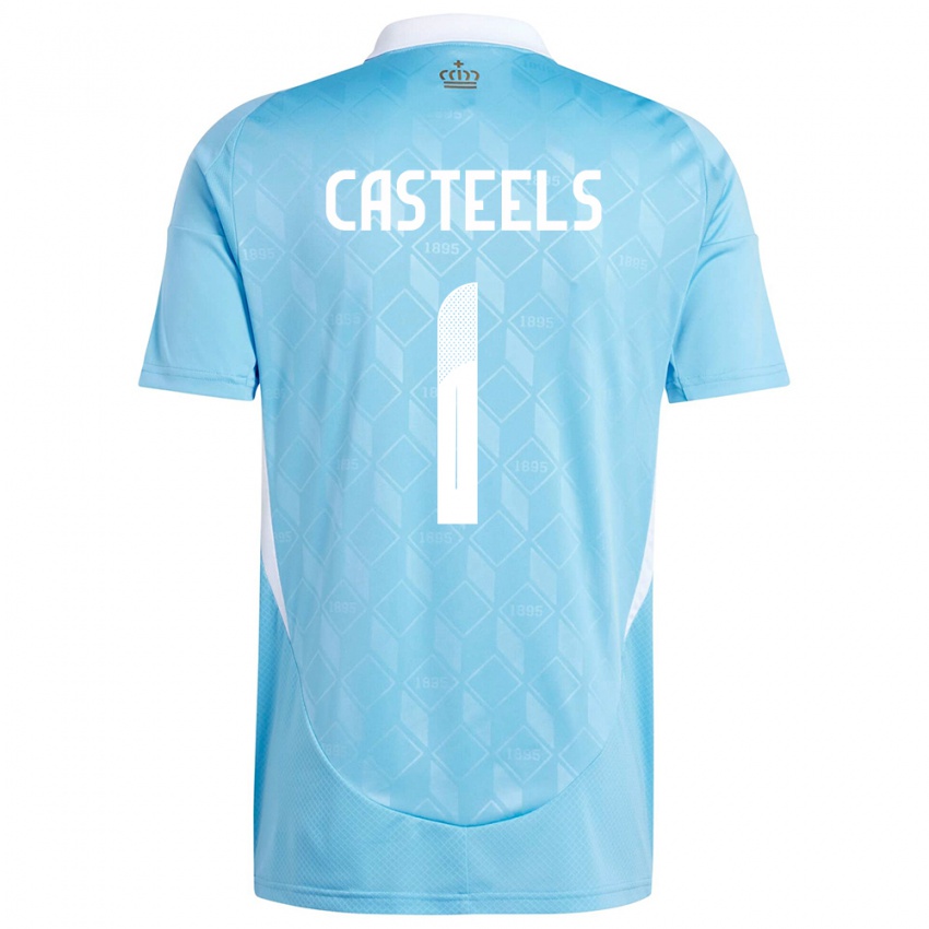 Damen Belgien Koen Casteels #1 Blau Auswärtstrikot Trikot 24-26 T-Shirt