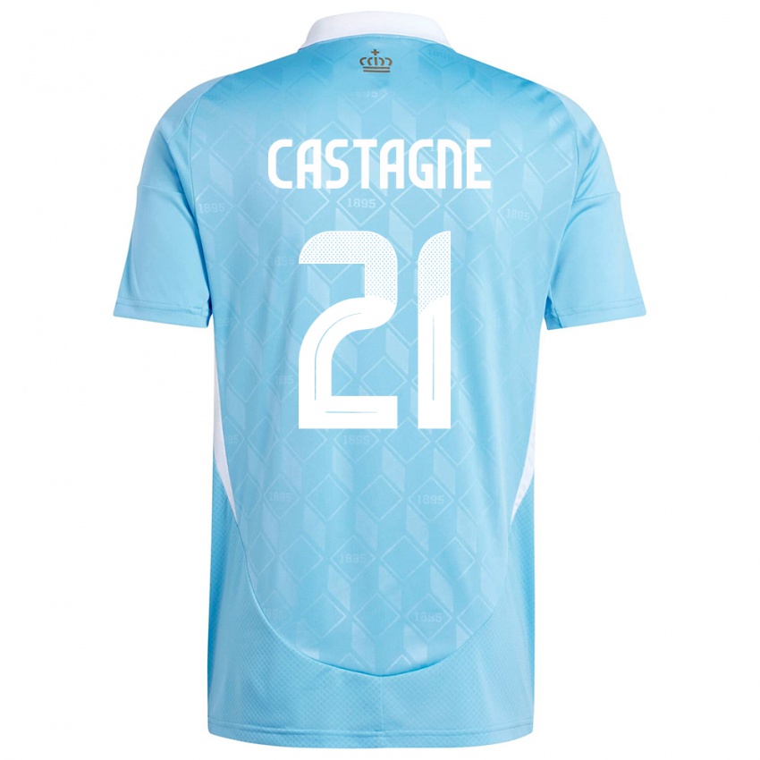 Damen Belgien Timothy Castagne #21 Blau Auswärtstrikot Trikot 24-26 T-Shirt