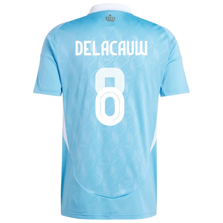 Damen Belgien Feli Delacauw #8 Blau Auswärtstrikot Trikot 24-26 T-Shirt