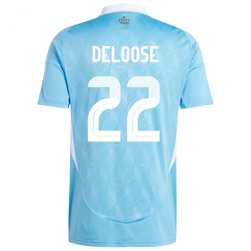 Damen Belgien Laura Deloose #22 Blau Auswärtstrikot Trikot 24-26 T-Shirt