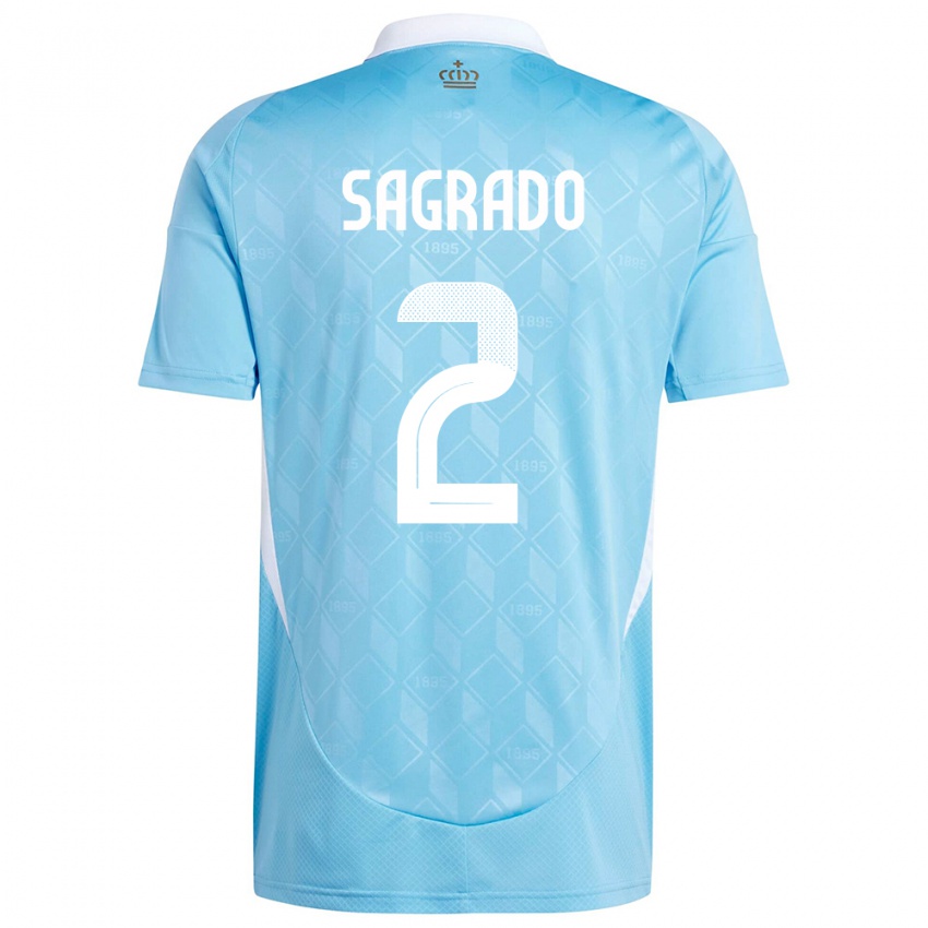 Damen Belgien Richie Sagrado #2 Blau Auswärtstrikot Trikot 24-26 T-Shirt