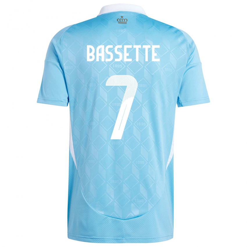 Damen Belgien Norman Bassette #7 Blau Auswärtstrikot Trikot 24-26 T-Shirt