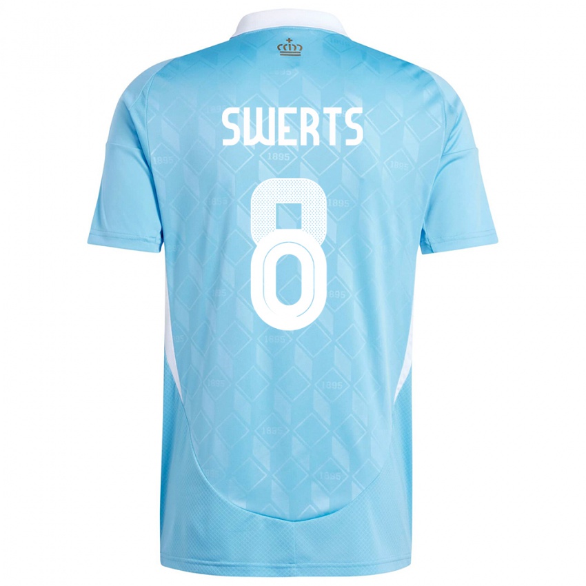 Damen Belgien Maarten Swerts #8 Blau Auswärtstrikot Trikot 24-26 T-Shirt