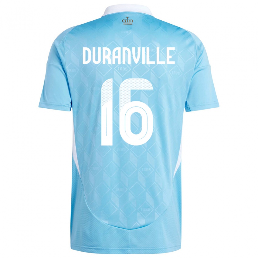 Damen Belgien Julien Duranville #16 Blau Auswärtstrikot Trikot 24-26 T-Shirt
