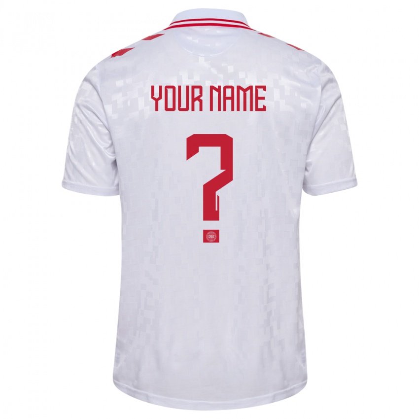 Damen Dänemark Ihren Namen #0 Weiß Auswärtstrikot Trikot 24-26 T-Shirt