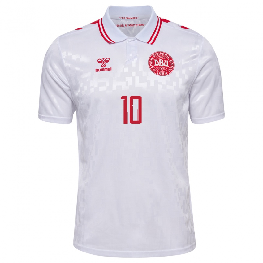 Damen Dänemark Pernille Harder #10 Weiß Auswärtstrikot Trikot 24-26 T-Shirt