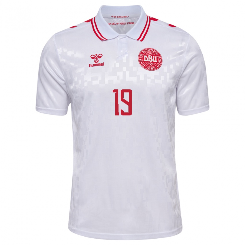 Damen Dänemark Casper Nielsen #19 Weiß Auswärtstrikot Trikot 24-26 T-Shirt