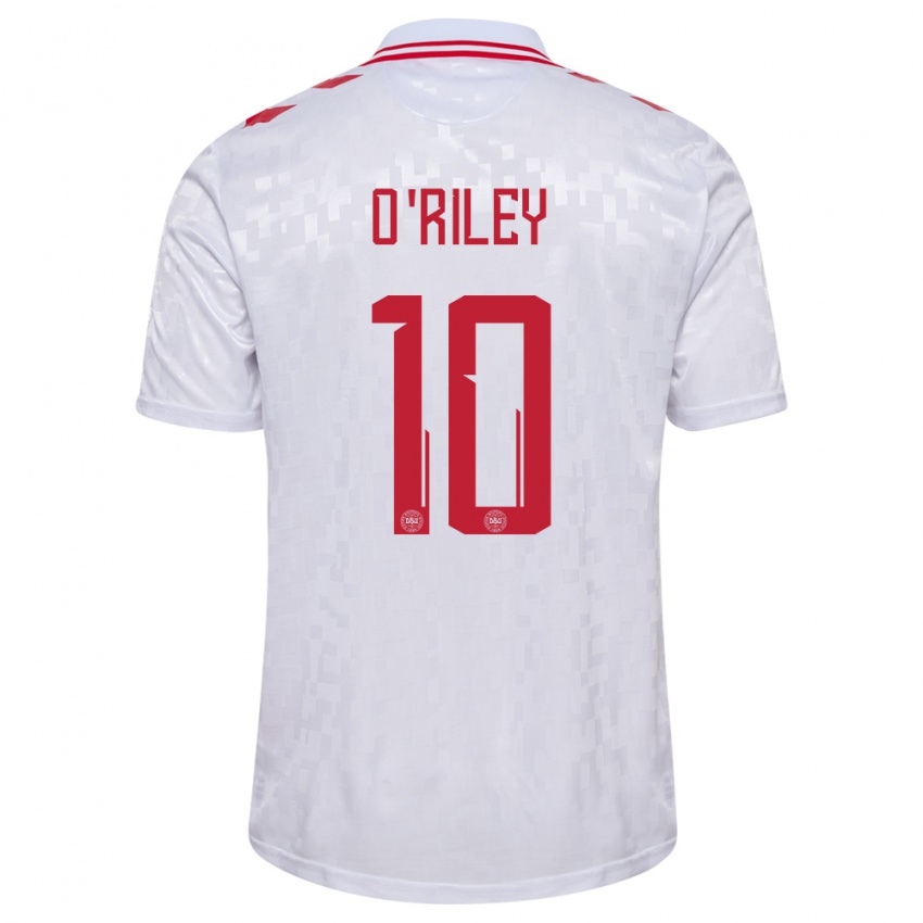 Damen Dänemark Matt O Riley #10 Weiß Auswärtstrikot Trikot 24-26 T-Shirt