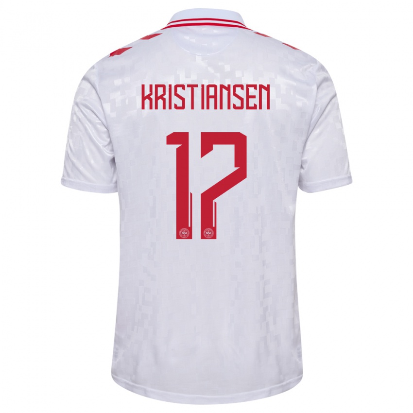 Damen Dänemark Victor Kristiansen #17 Weiß Auswärtstrikot Trikot 24-26 T-Shirt