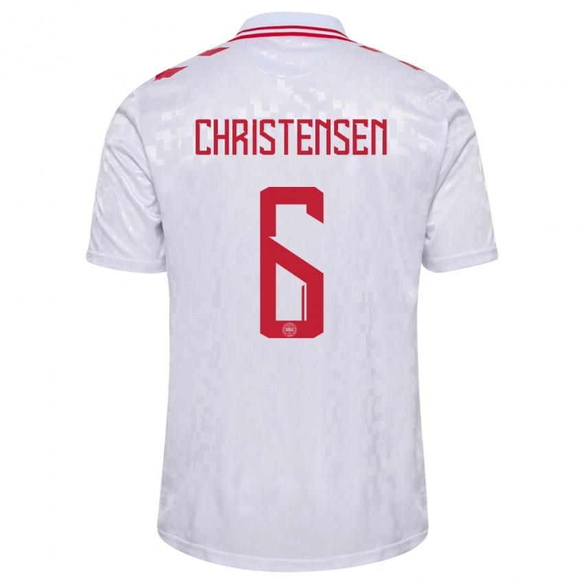 Damen Dänemark Andreas Christensen #6 Weiß Auswärtstrikot Trikot 24-26 T-Shirt