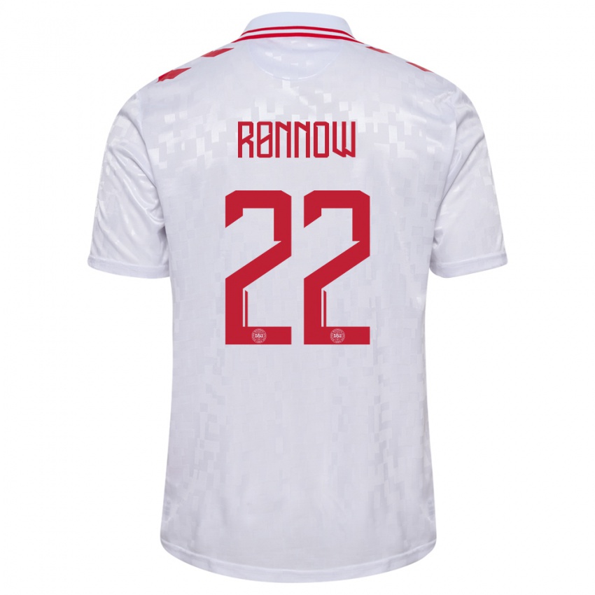 Damen Dänemark Frederik Ronnow #22 Weiß Auswärtstrikot Trikot 24-26 T-Shirt