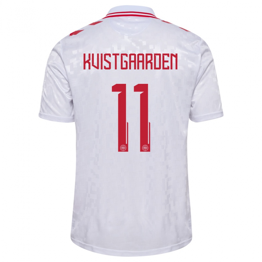 Damen Dänemark Mathias Kvistgaarden #11 Weiß Auswärtstrikot Trikot 24-26 T-Shirt