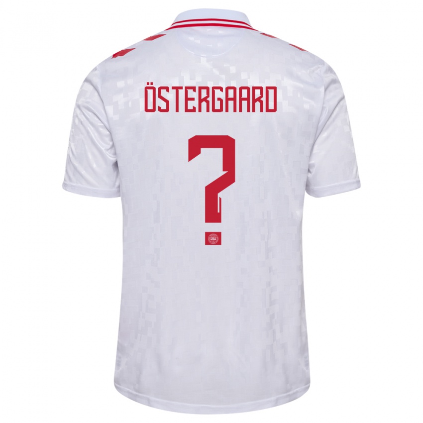 Damen Dänemark Christian Östergaard #0 Weiß Auswärtstrikot Trikot 24-26 T-Shirt