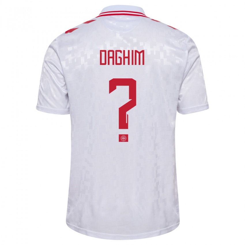 Damen Dänemark Adam Daghim #0 Weiß Auswärtstrikot Trikot 24-26 T-Shirt