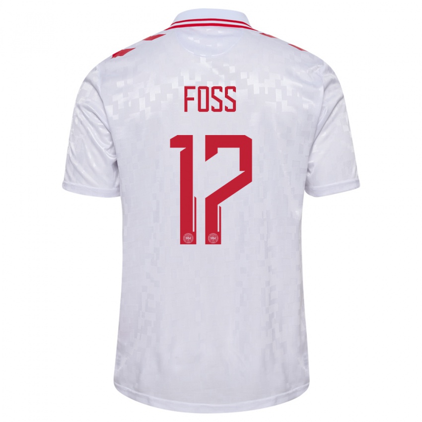 Damen Dänemark Jonathan Foss #17 Weiß Auswärtstrikot Trikot 24-26 T-Shirt