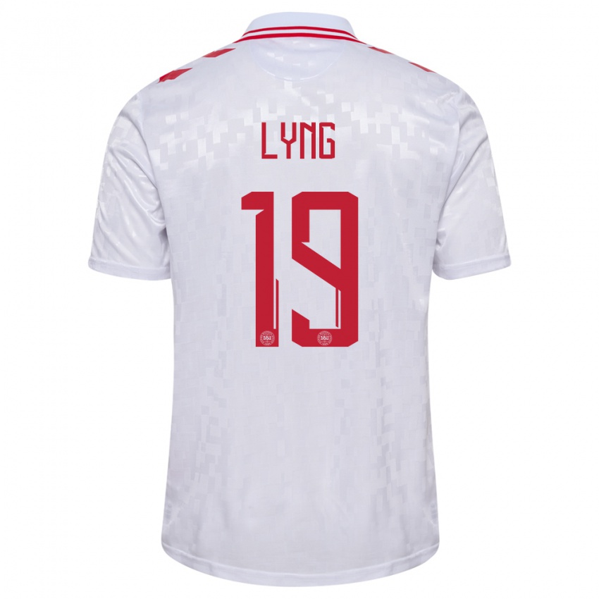 Damen Dänemark Alexander Lyng #19 Weiß Auswärtstrikot Trikot 24-26 T-Shirt