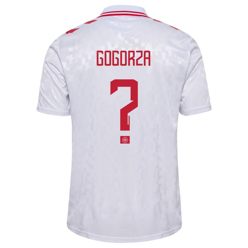 Damen Dänemark Mikel Gogorza #0 Weiß Auswärtstrikot Trikot 24-26 T-Shirt