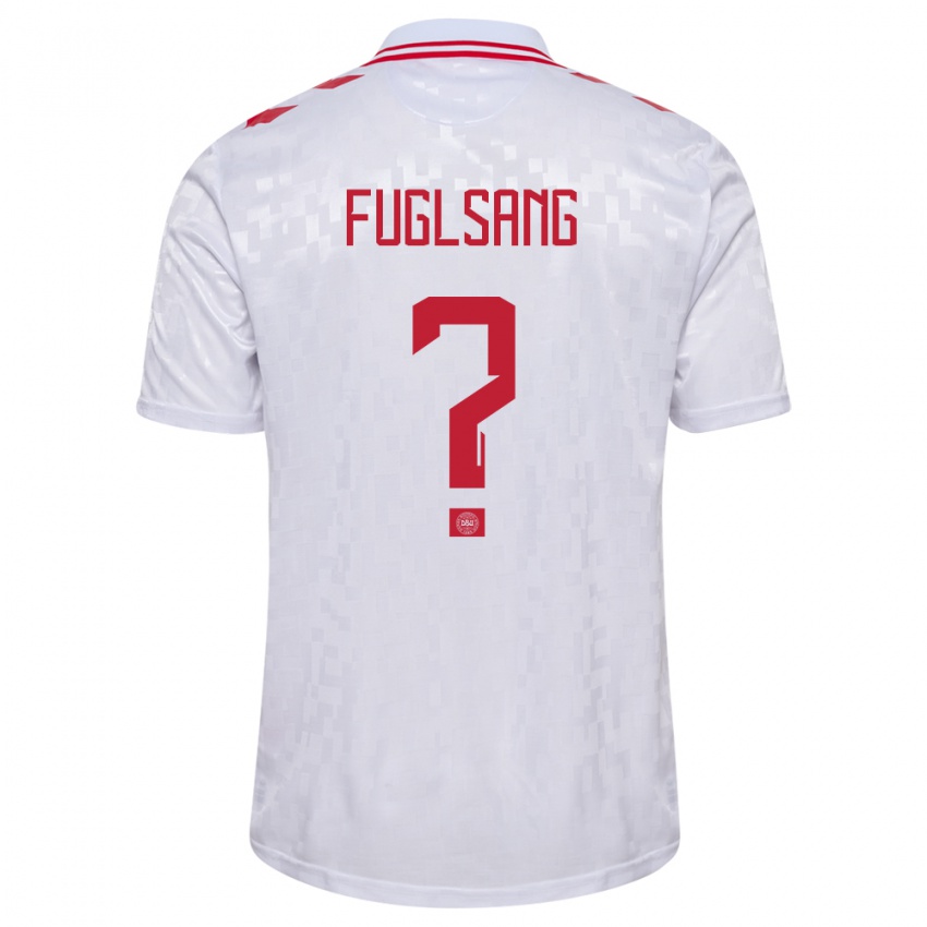 Damen Dänemark Adam Fuglsang #0 Weiß Auswärtstrikot Trikot 24-26 T-Shirt