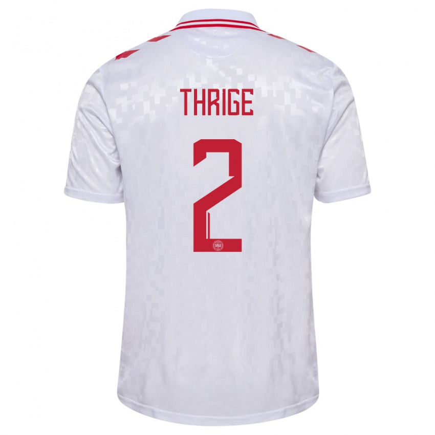 Damen Dänemark Sara Thrige #2 Weiß Auswärtstrikot Trikot 24-26 T-Shirt