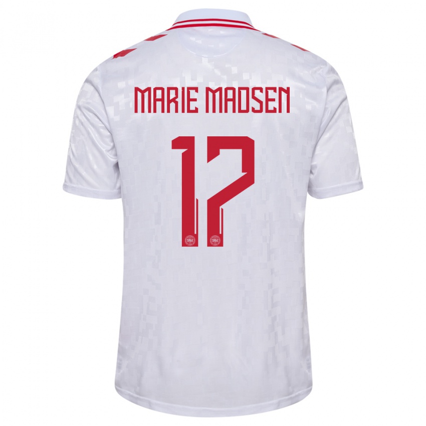 Damen Dänemark Rikke Marie Madsen #17 Weiß Auswärtstrikot Trikot 24-26 T-Shirt