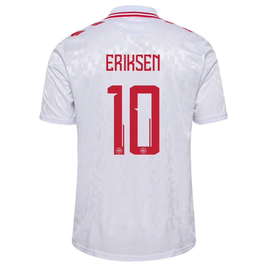Damen Dänemark Christian Eriksen #10 Weiß Auswärtstrikot Trikot 24-26 T-Shirt