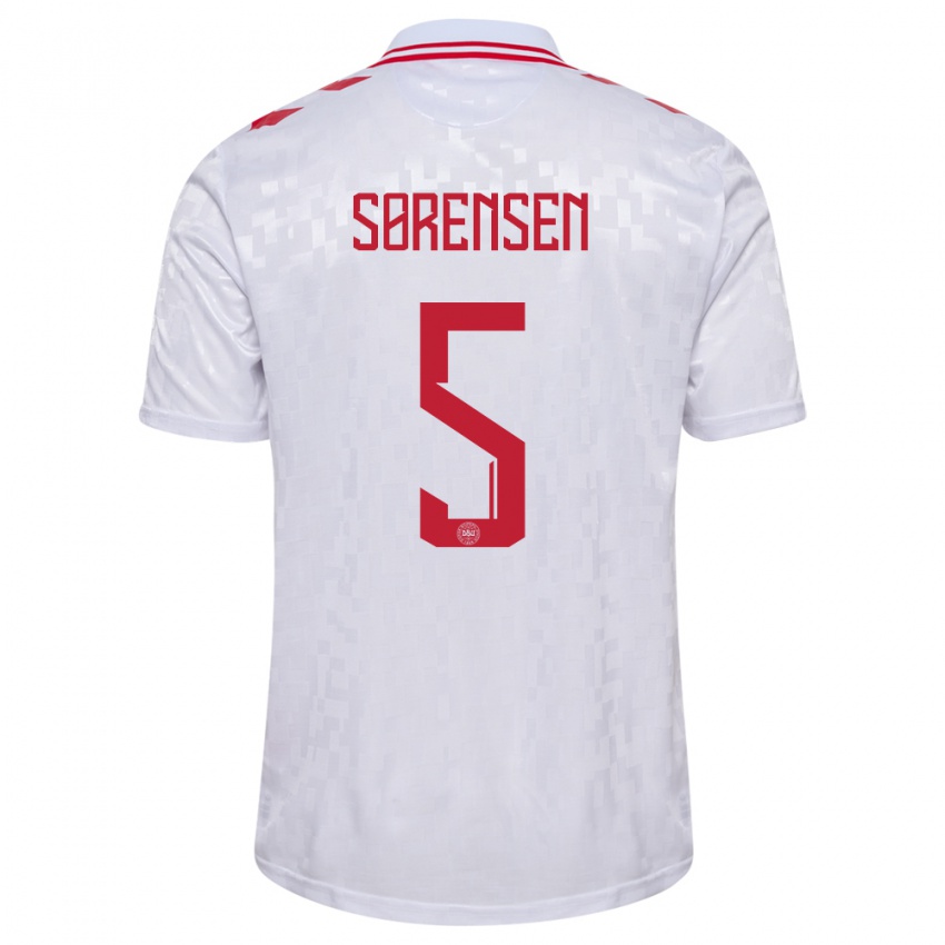 Damen Dänemark Simone Boye Sorensen #5 Weiß Auswärtstrikot Trikot 24-26 T-Shirt