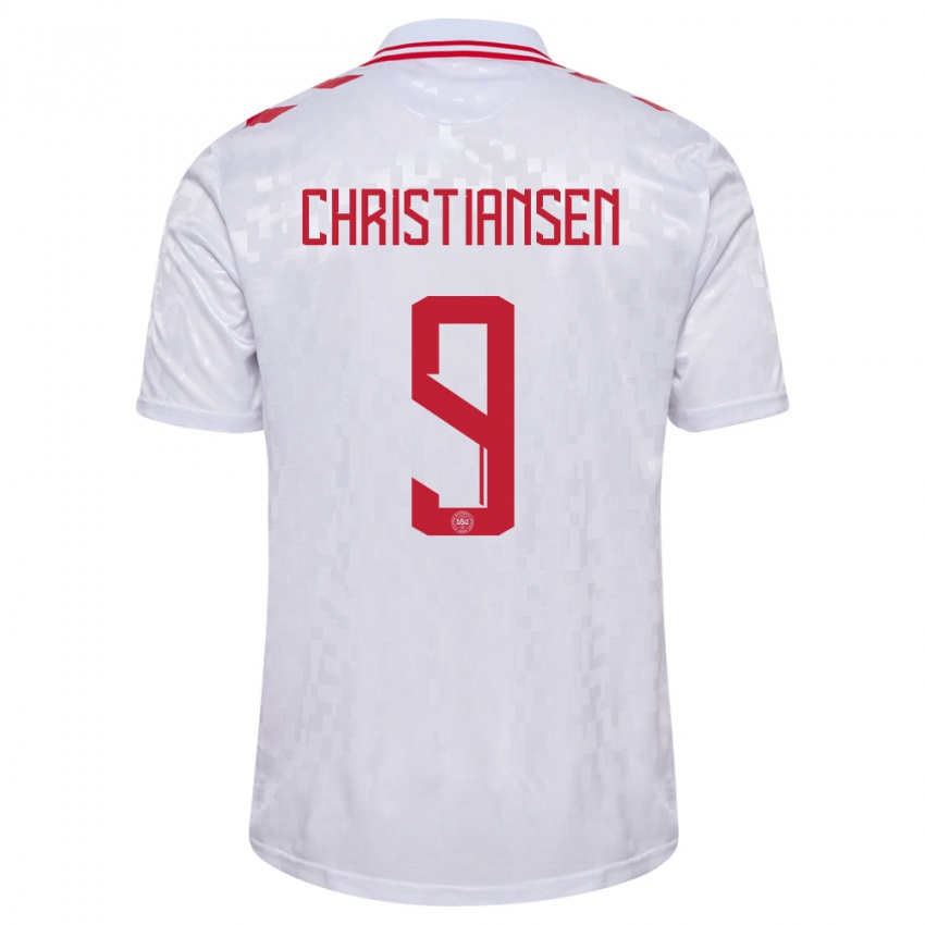 Damen Dänemark Nanna Christiansen #9 Weiß Auswärtstrikot Trikot 24-26 T-Shirt