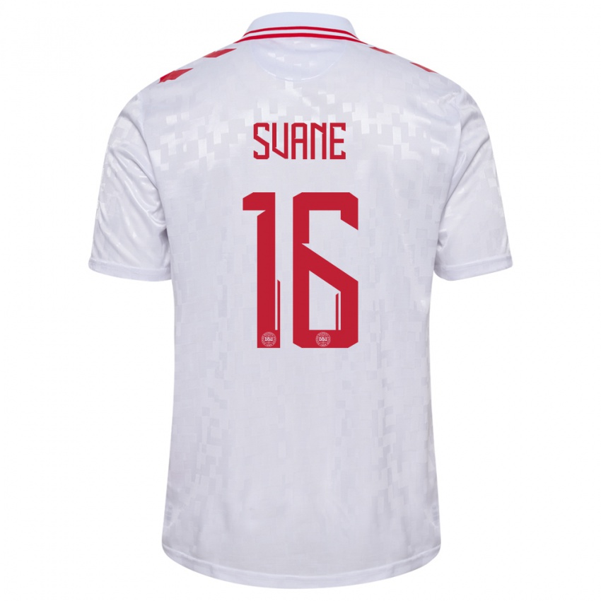 Damen Dänemark Katrine Svane #16 Weiß Auswärtstrikot Trikot 24-26 T-Shirt