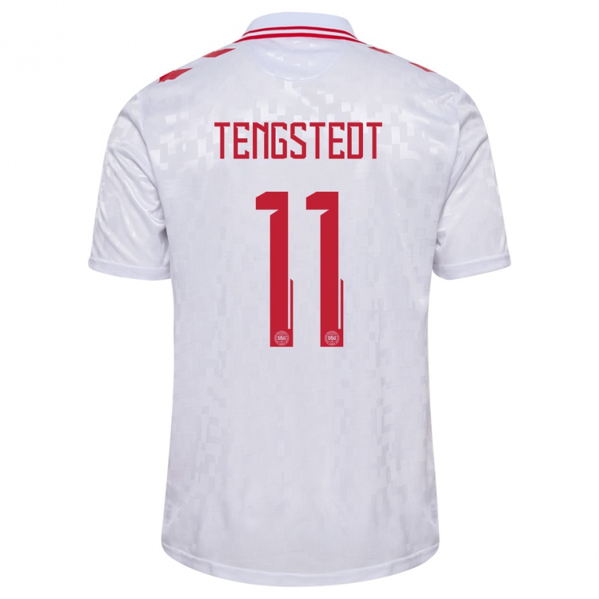 Damen Dänemark Casper Tengstedt #11 Weiß Auswärtstrikot Trikot 24-26 T-Shirt