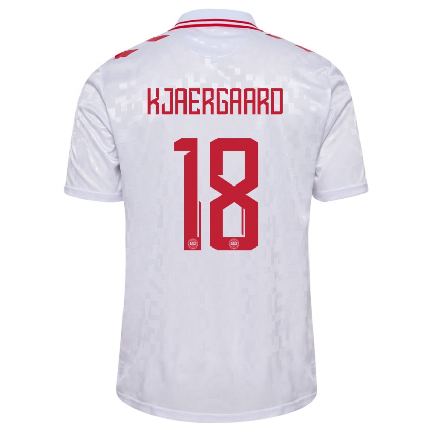 Damen Dänemark Maurits Kjaergaard #18 Weiß Auswärtstrikot Trikot 24-26 T-Shirt