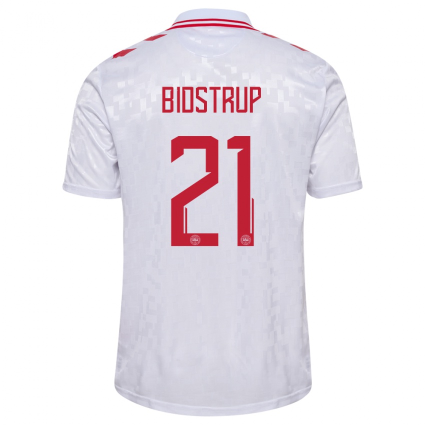 Damen Dänemark Mads Bidstrup #21 Weiß Auswärtstrikot Trikot 24-26 T-Shirt