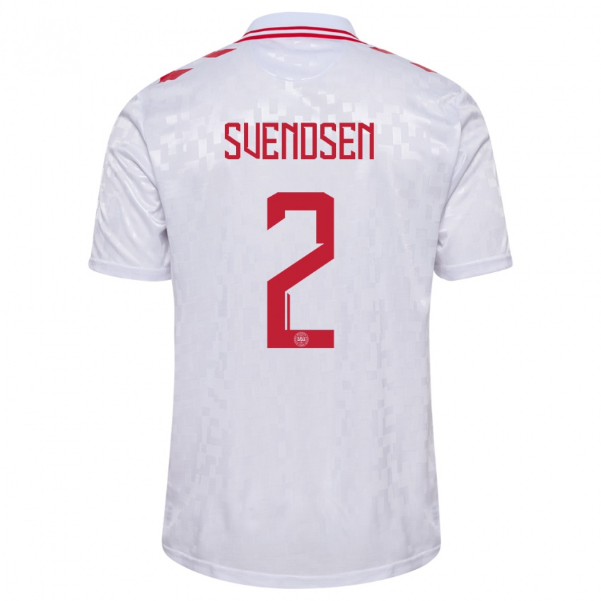 Damen Dänemark Oliver Svendsen #2 Weiß Auswärtstrikot Trikot 24-26 T-Shirt