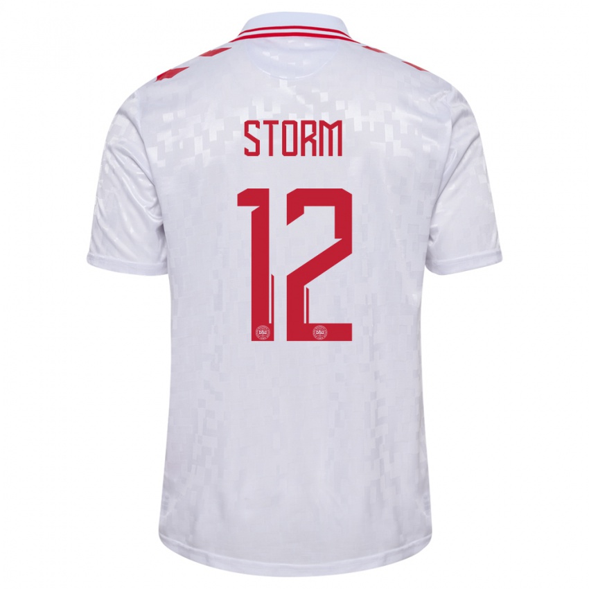 Damen Dänemark Tobias Storm #12 Weiß Auswärtstrikot Trikot 24-26 T-Shirt