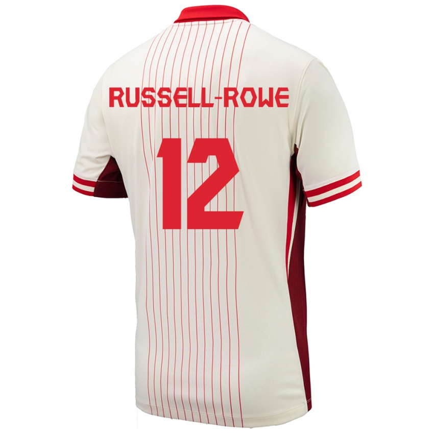 Damen Kanada Jacen Russell-Rowe #12 Weiß Auswärtstrikot Trikot 24-26 T-Shirt