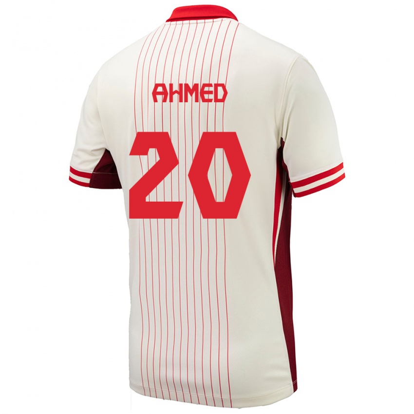 Damen Kanada Ali Ahmed #20 Weiß Auswärtstrikot Trikot 24-26 T-Shirt