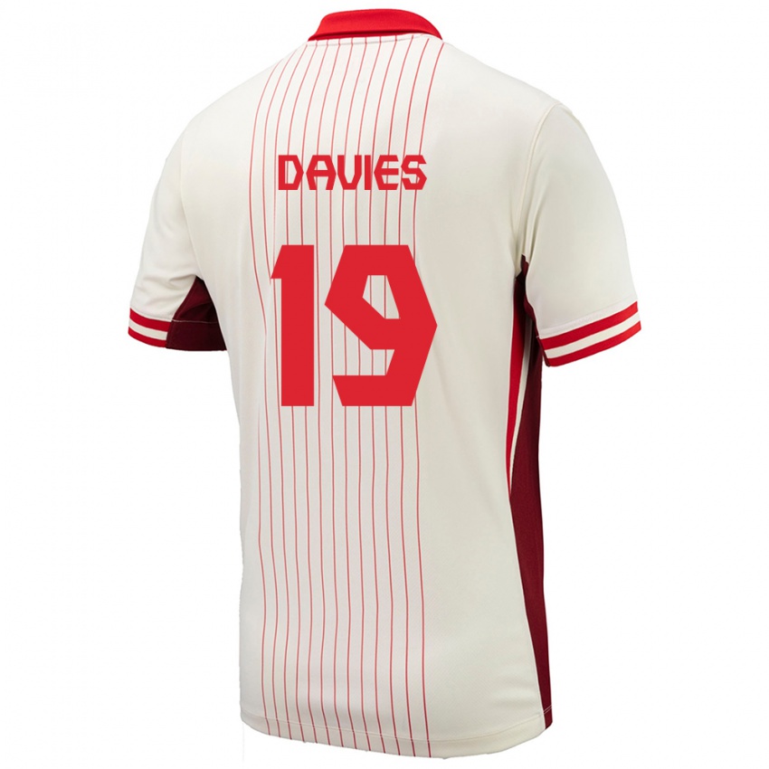 Damen Kanada Alphonso Davies #19 Weiß Auswärtstrikot Trikot 24-26 T-Shirt