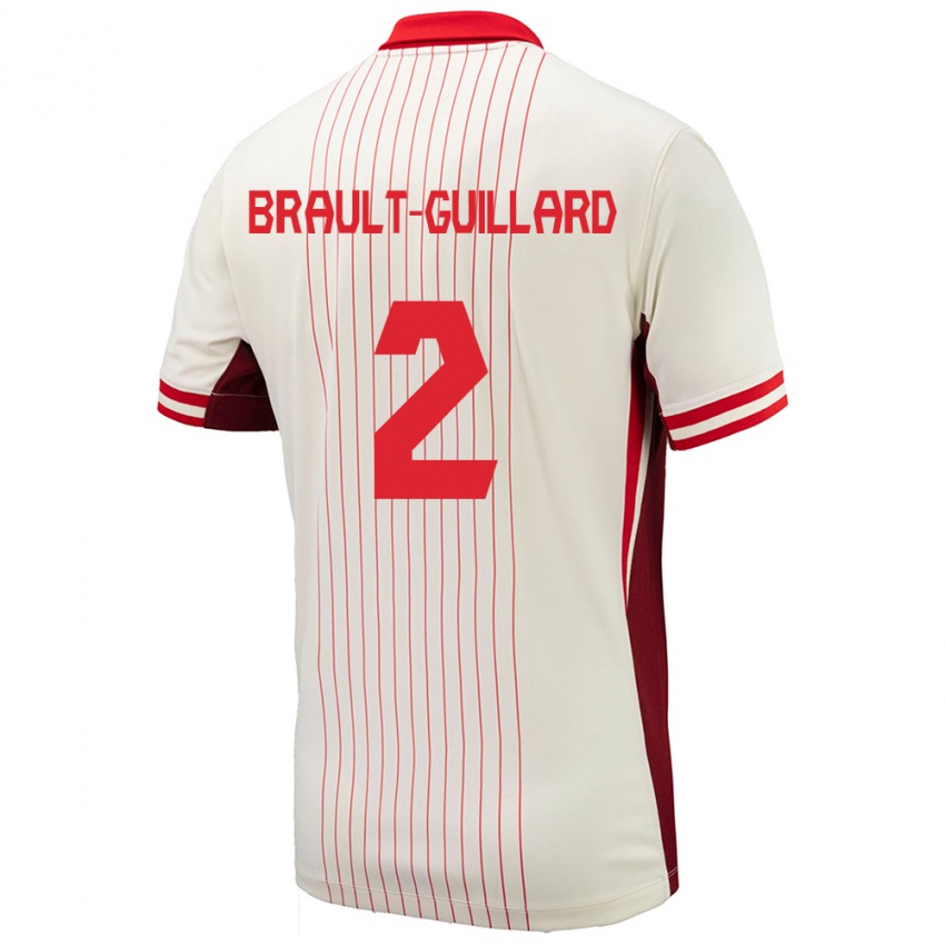 Damen Kanada Zachary Brault-Guillard #2 Weiß Auswärtstrikot Trikot 24-26 T-Shirt