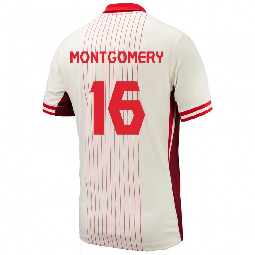 Damen Kanada Callum Montgomery #16 Weiß Auswärtstrikot Trikot 24-26 T-Shirt