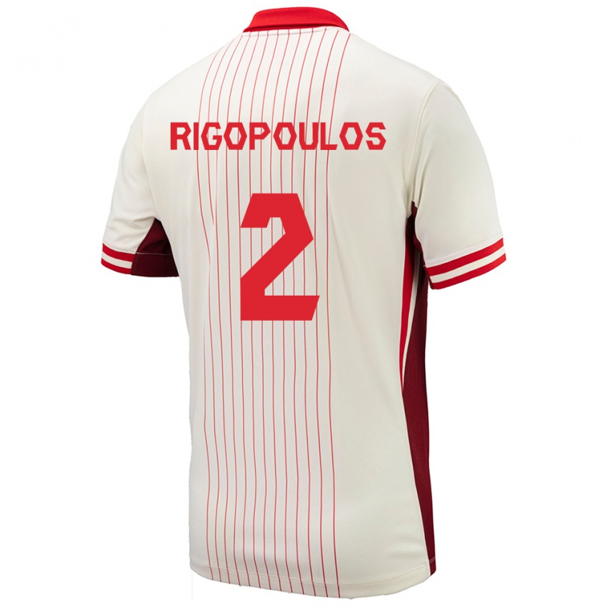 Damen Kanada Theo Rigopoulos #2 Weiß Auswärtstrikot Trikot 24-26 T-Shirt