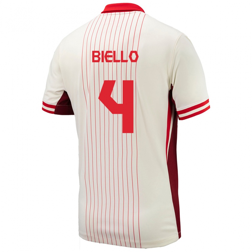 Damen Kanada Alessandro Biello #4 Weiß Auswärtstrikot Trikot 24-26 T-Shirt