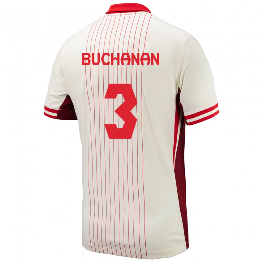 Damen Kanada Kadeisha Buchanan #3 Weiß Auswärtstrikot Trikot 24-26 T-Shirt