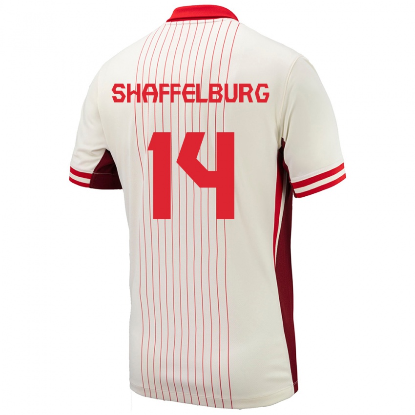 Damen Kanada Jacob Shaffelburg #14 Weiß Auswärtstrikot Trikot 24-26 T-Shirt