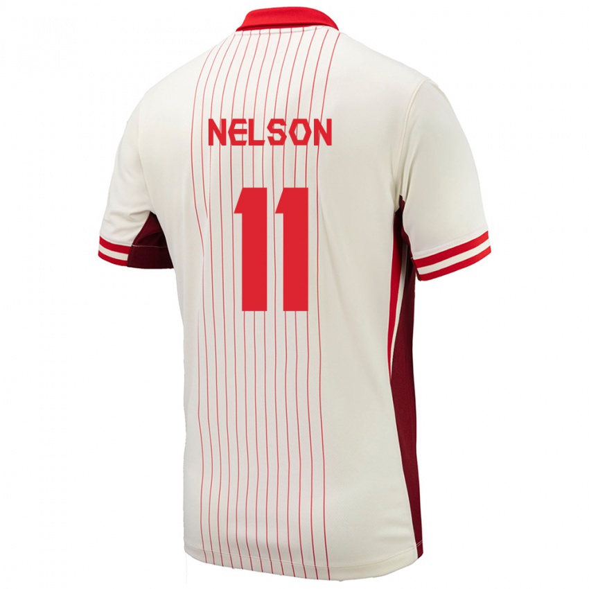 Damen Kanada Jayden Nelson #11 Weiß Auswärtstrikot Trikot 24-26 T-Shirt