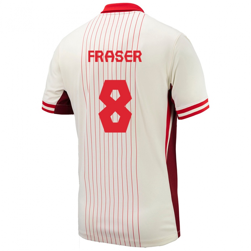 Damen Kanada Liam Fraser #8 Weiß Auswärtstrikot Trikot 24-26 T-Shirt