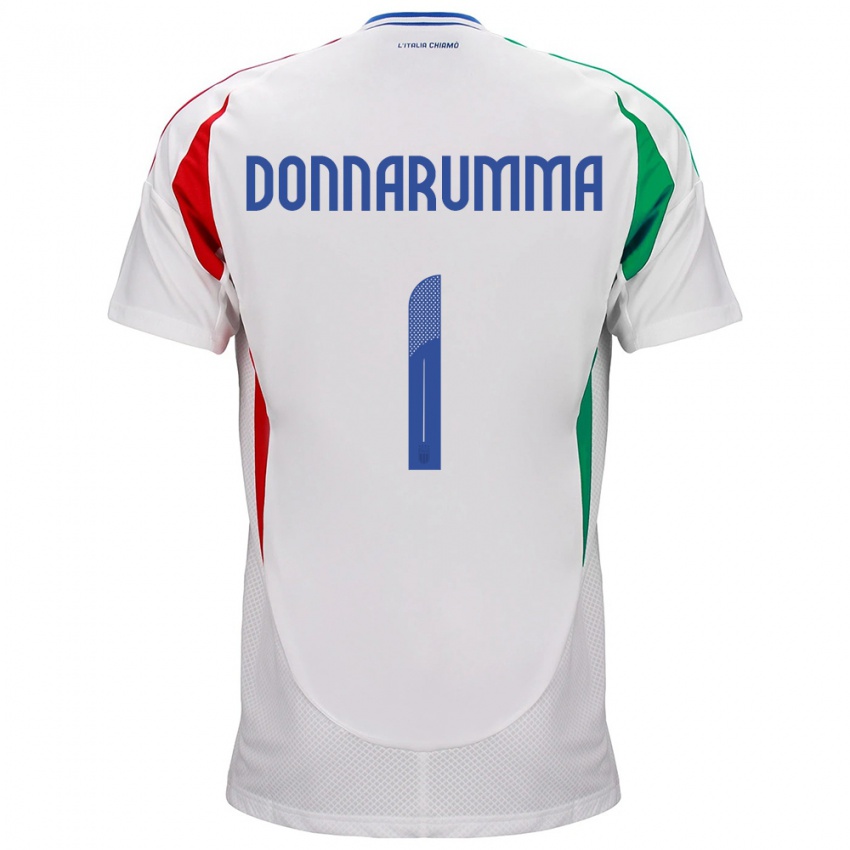 Damen Italien Gianluigi Donnarumma #1 Weiß Auswärtstrikot Trikot 24-26 T-Shirt