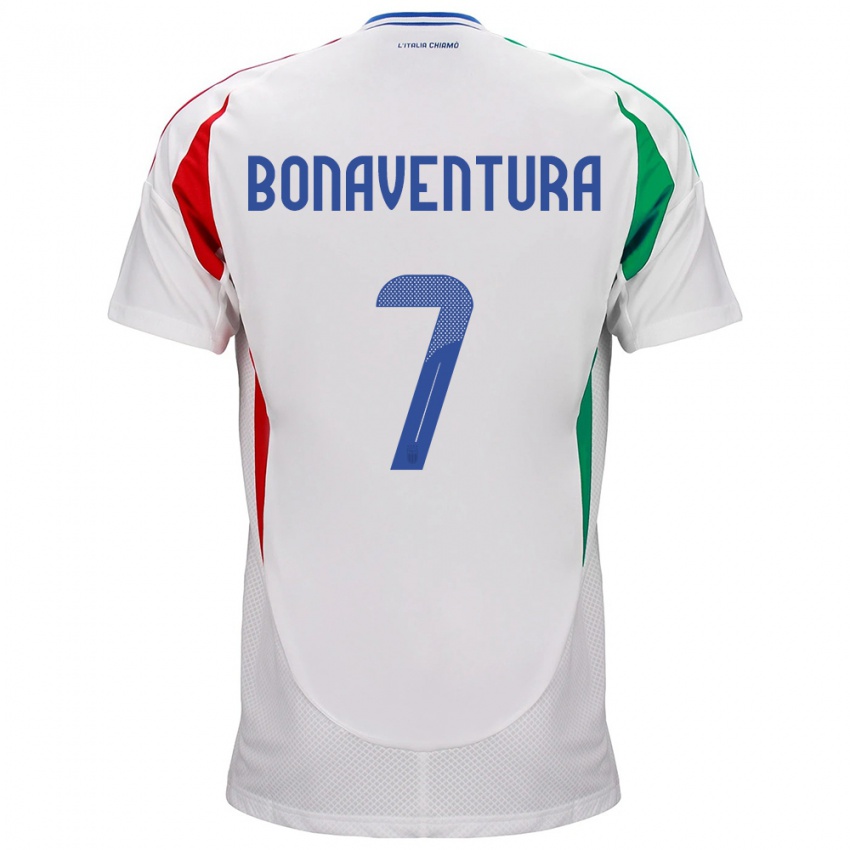 Damen Italien Giacomo Bonaventura #7 Weiß Auswärtstrikot Trikot 24-26 T-Shirt
