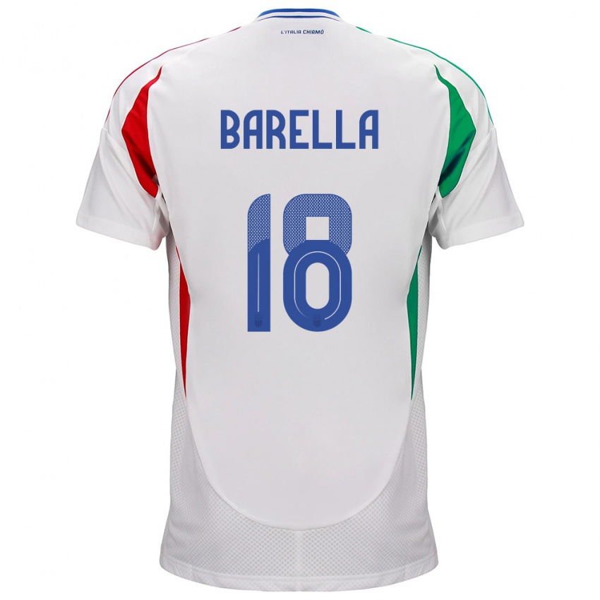 Damen Italien Nicolò Barella #18 Weiß Auswärtstrikot Trikot 24-26 T-Shirt