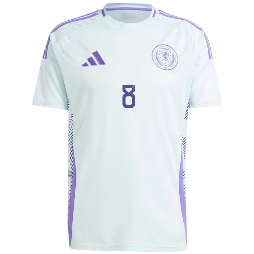 Damen Schottland Callum Mcgregor #8 Helles Mintblau Auswärtstrikot Trikot 24-26 T-Shirt