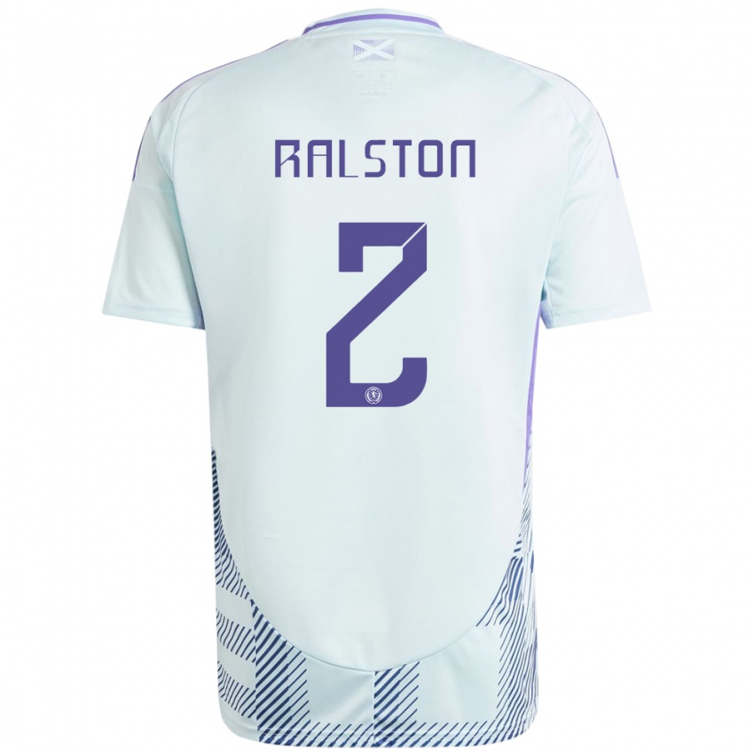 Damen Schottland Anthony Ralston #2 Helles Mintblau Auswärtstrikot Trikot 24-26 T-Shirt