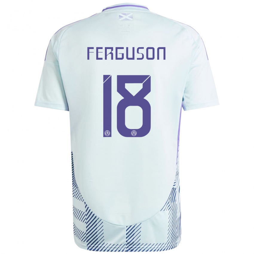 Damen Schottland Lewis Ferguson #18 Helles Mintblau Auswärtstrikot Trikot 24-26 T-Shirt